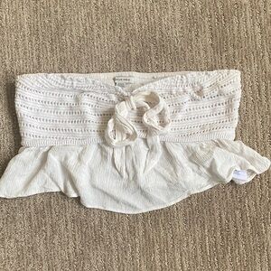 American Eagle White/Ivory Crochet Bandeau Top